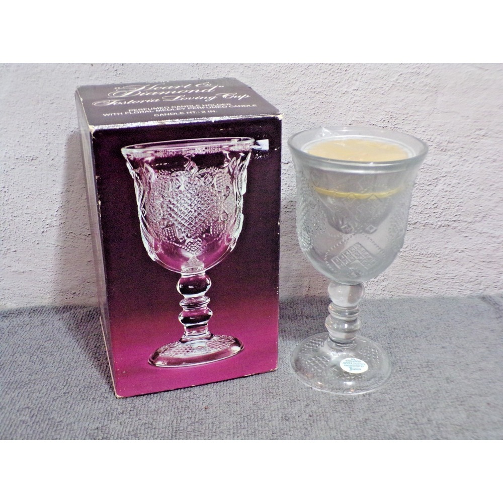 Vintage‎ Avon Heart and Diamond Fostoria Glass Loving Cup Candle Hold